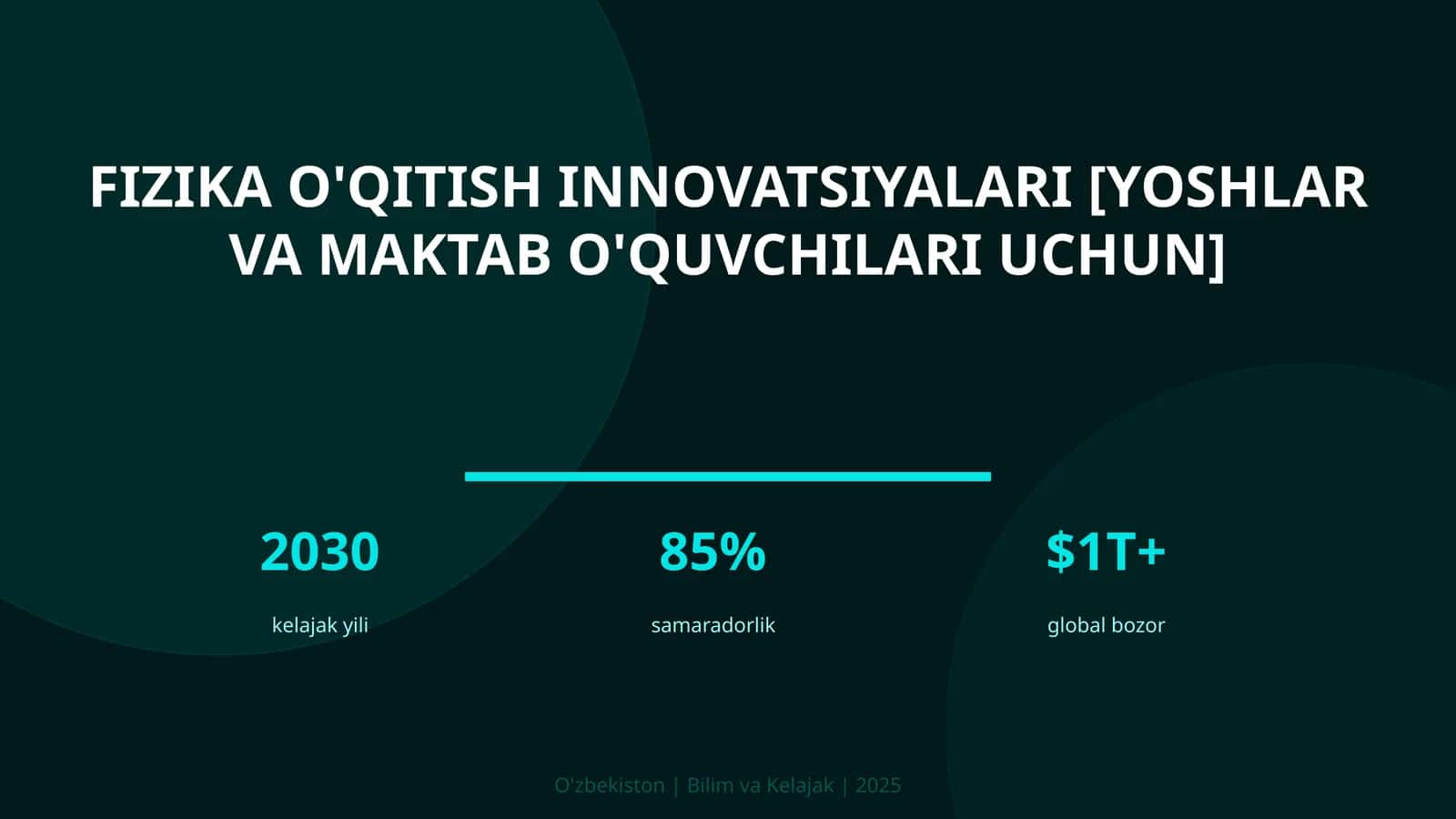 Fizika o'qitish innovatsiyalari [yoshlar va maktab o'quvchilari uchun]