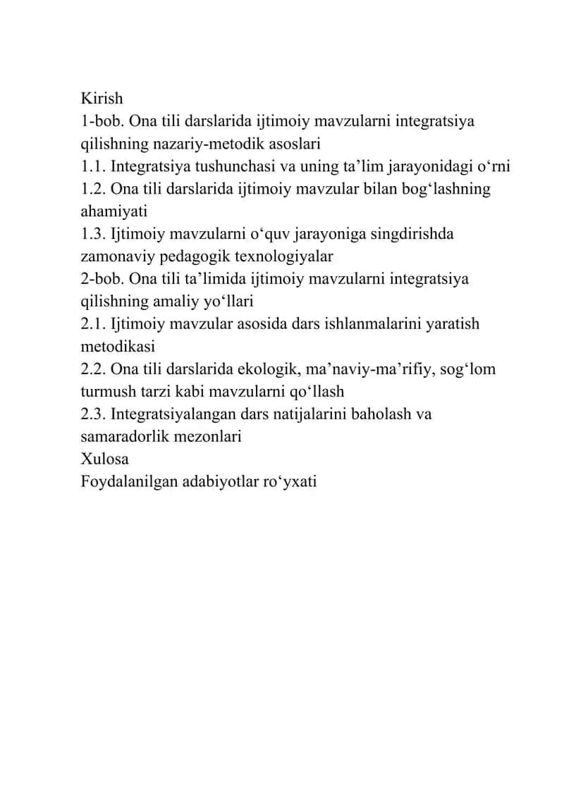 Ona tili darslarida ijtimoiy mavzularni integratsiya qilish