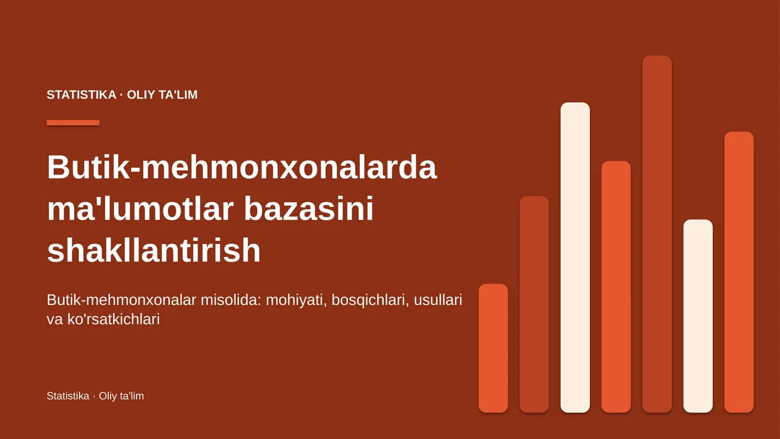 Butik-mehmonxonalarda ma'lumotlar bazasini shakllantirish