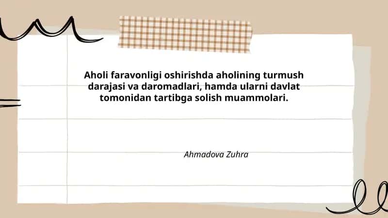 Aholi farovonligi oshirish