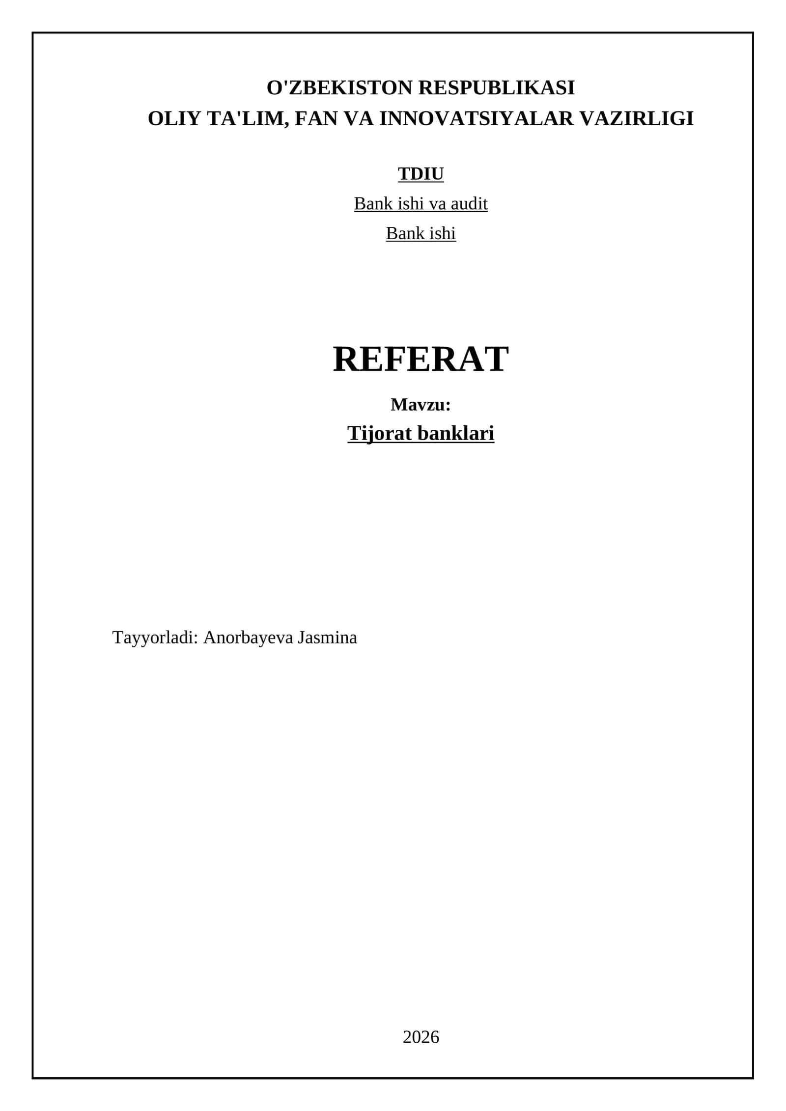 Tijorat banklari