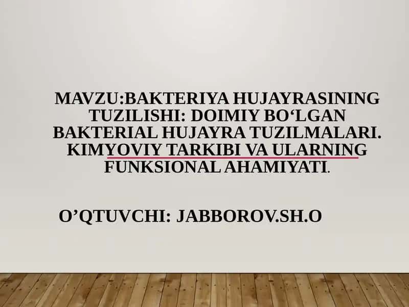 Bakteriya hujayrasining tuzilishi