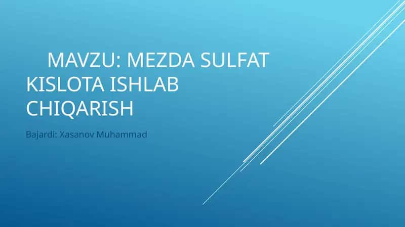 Mezdasulfat kislota ishlab chiqarish