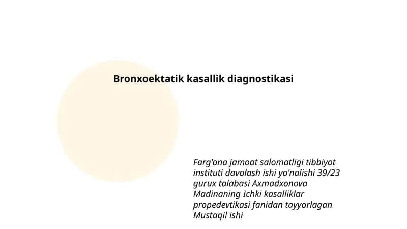 Bronxoektatik kasallik diagnostikasi