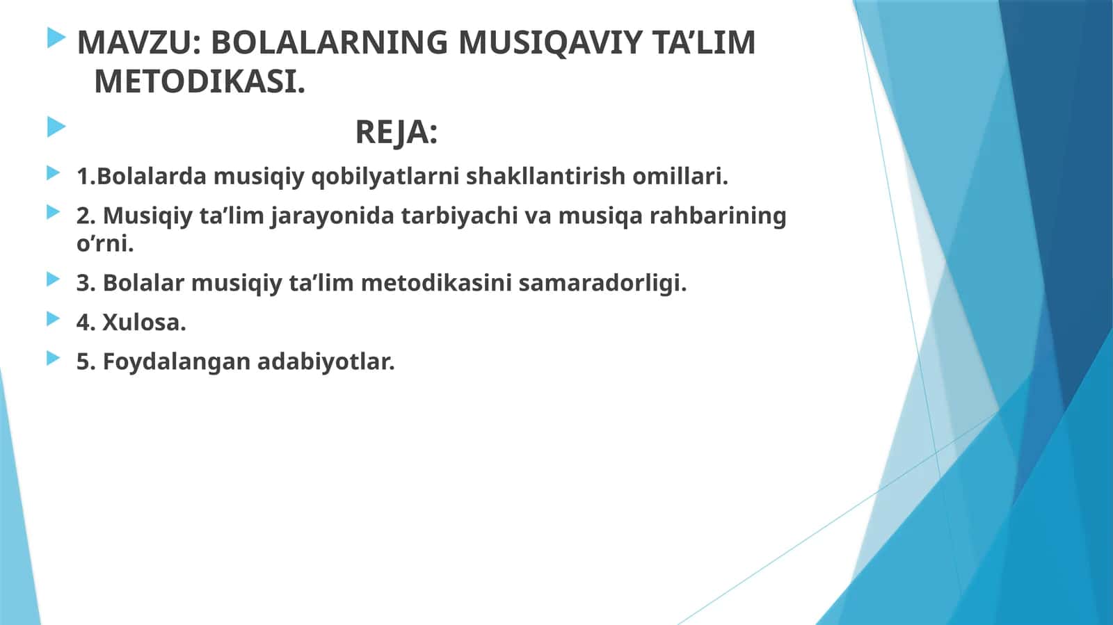 BOLALARNING MUSIQAVIY TA’LIM METODIKASI