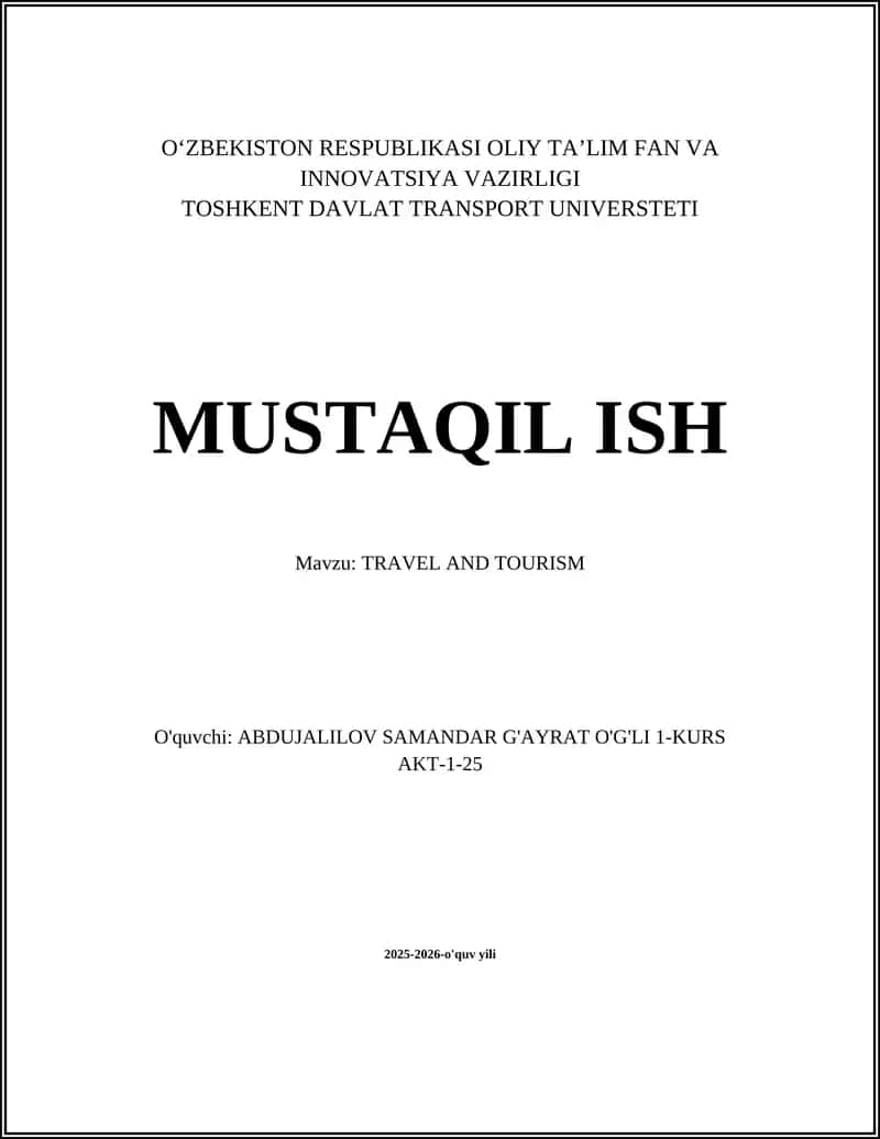 TRAVEL AND TOURISM