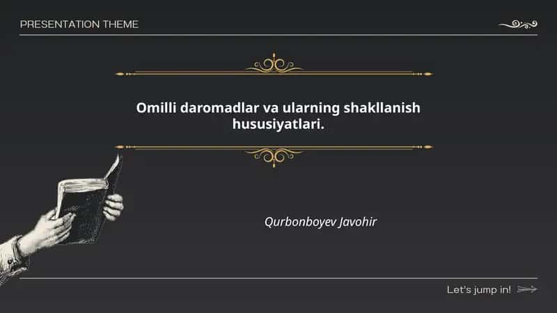 Omilli daromadlar va ularning shakllanish hususiyatlari.