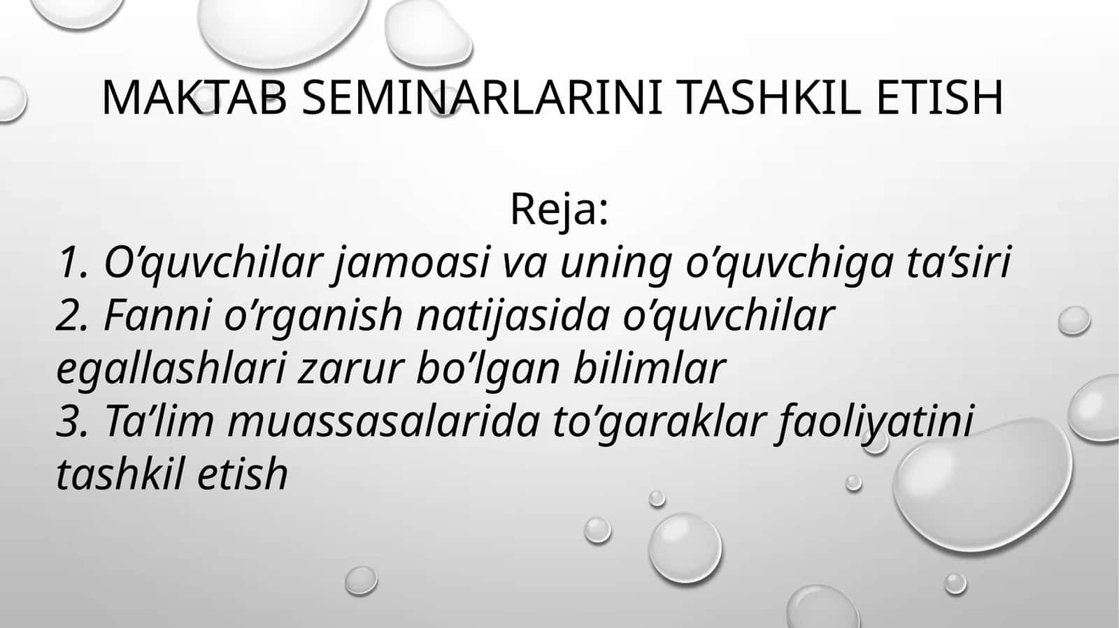 MAKTAB SEMINARLARINI TASHKIL ETISH