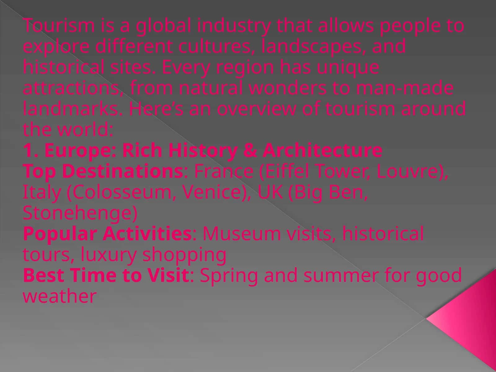 Tourism around the World