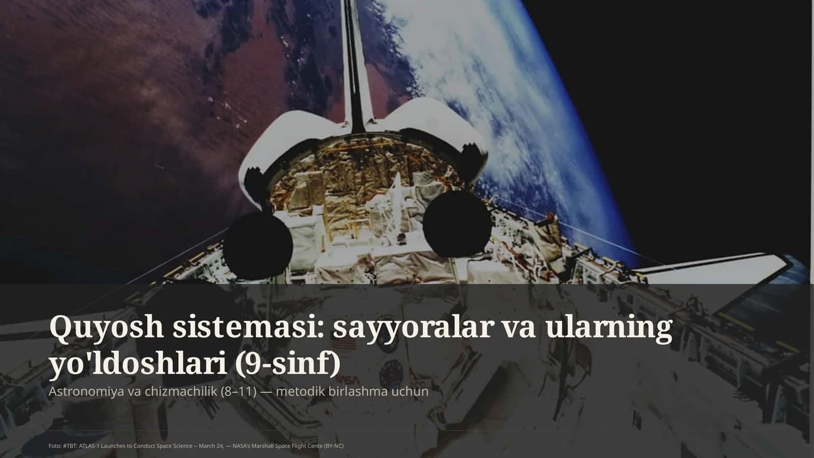 Quyosh sistemasi: sayyoralar va ularning yo'ldoshlari (9-sinf)