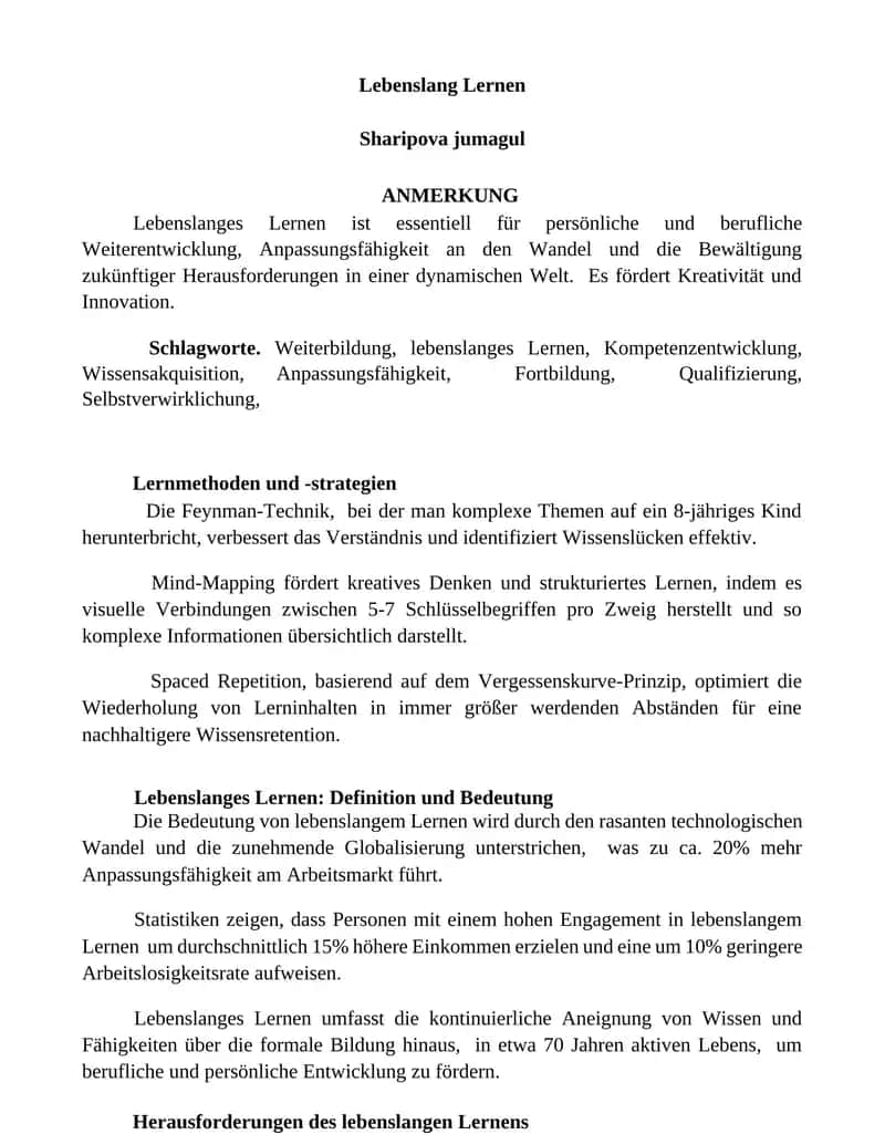 Lebenslang Lernen