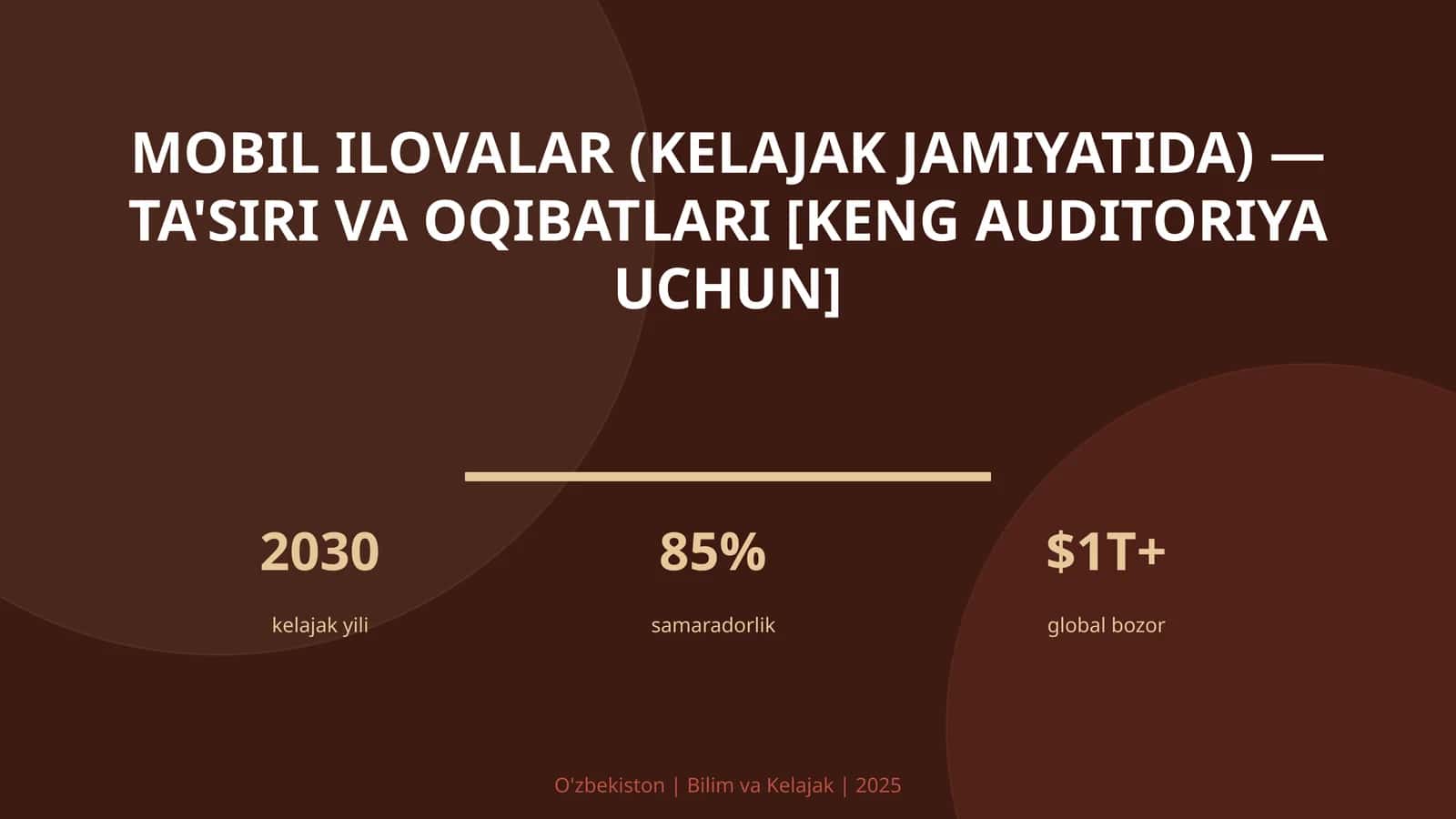 MOBIL ILOVALAR (KELAJAK JAMIYATIDA) — TA'SIRI VA OQIBATLARI [KENG AUDITORIYA UCHUN]