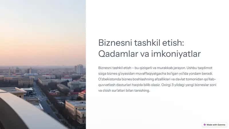 Biznesni tashkil etish: Qadamlar va imkoniyatlar