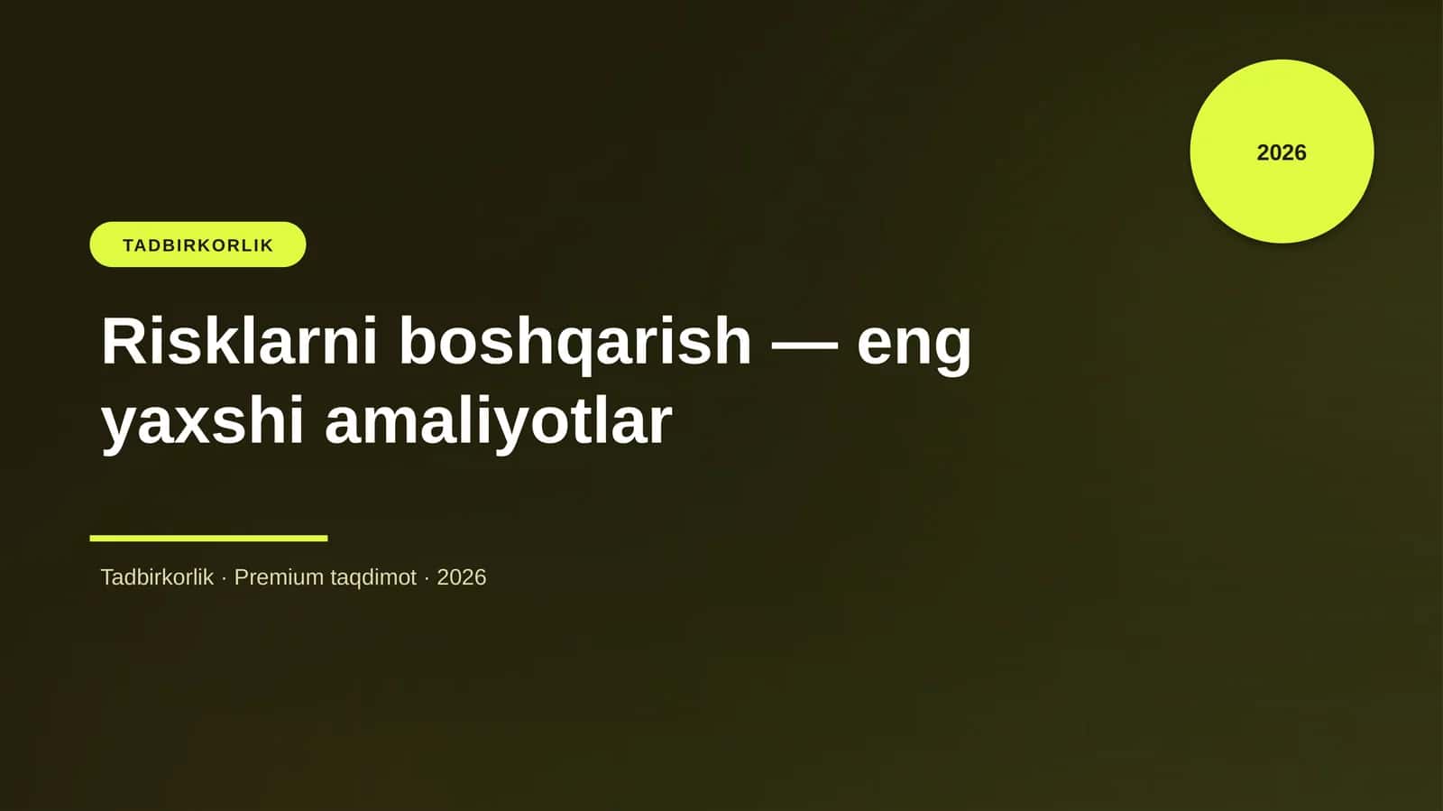 Risklarni boshqarish — eng yaxshi amaliyotlar