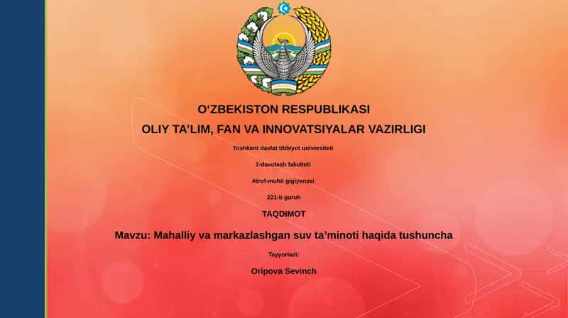 Mahalliy va markazlashgan suv ta'minoti