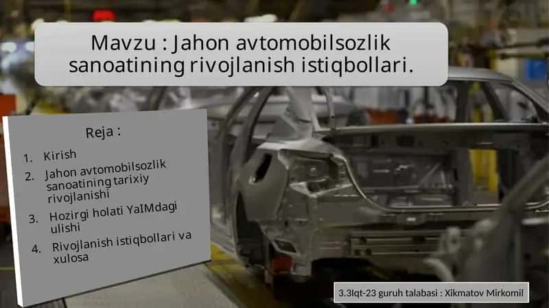 Jahon avtomobil sozlik sanoati