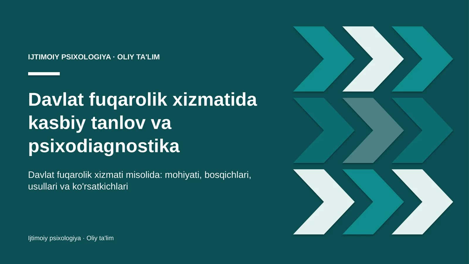 Davlat fuqarolik xizmatida kasbiy tanlov va psixodiagnostika