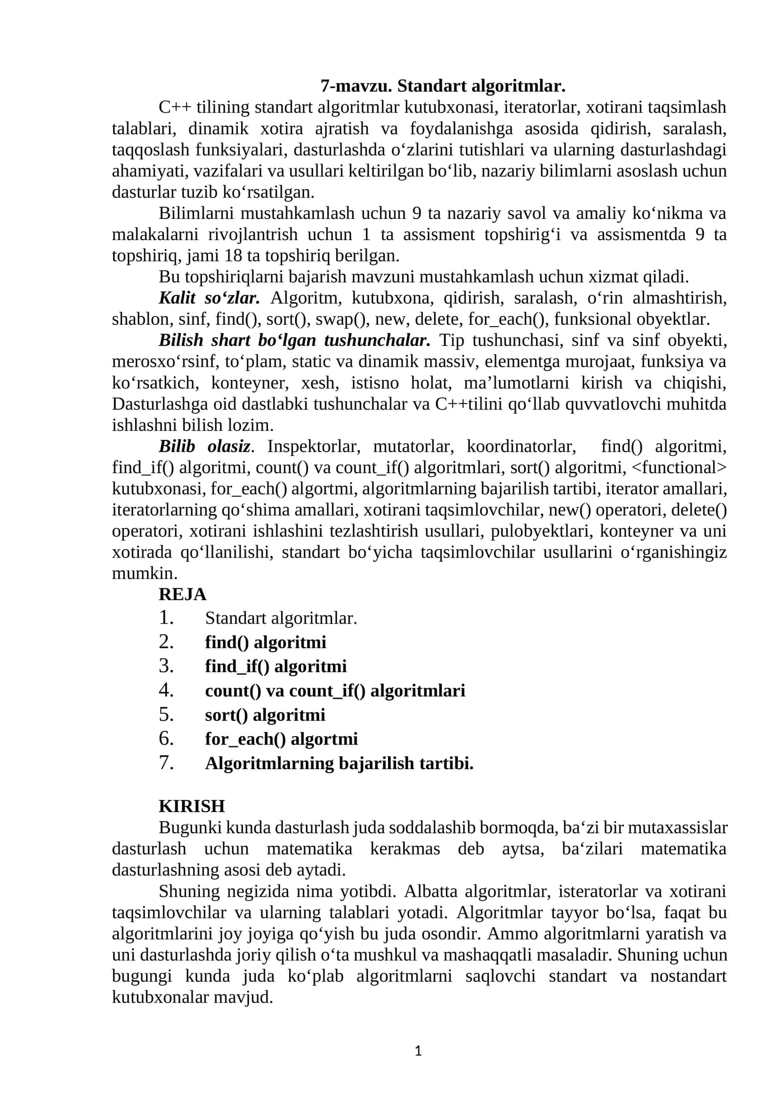 Standart algoritmlar