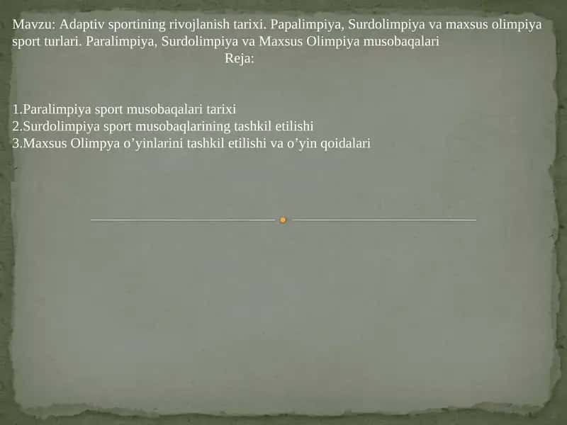 Adaptivsportining rivojlanishi tarixi