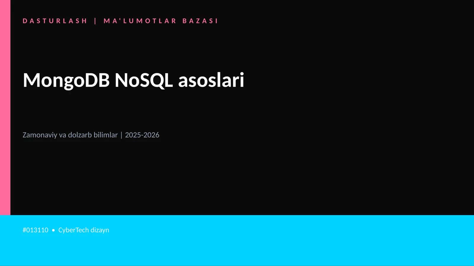 MongoDB NoSQL asoslari