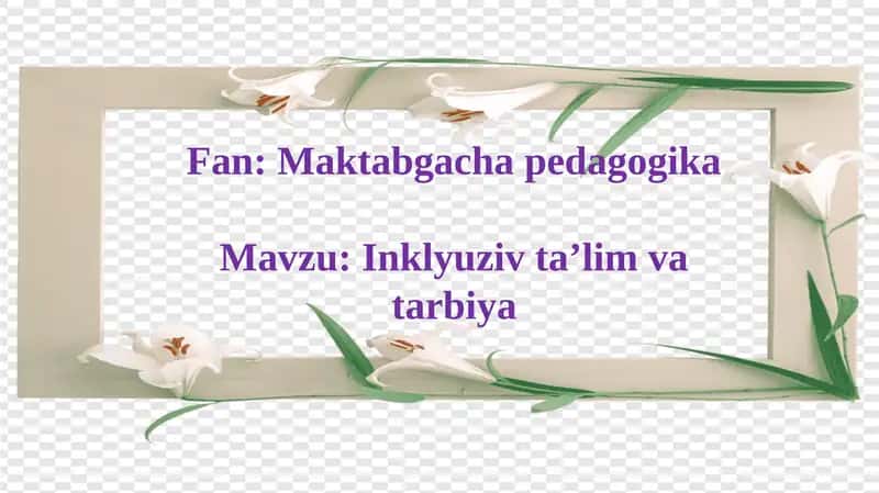 Inklyuziv ta’lim va tarbiya