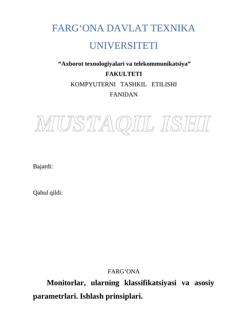 Kompyuterning asosiy qurilmalari
