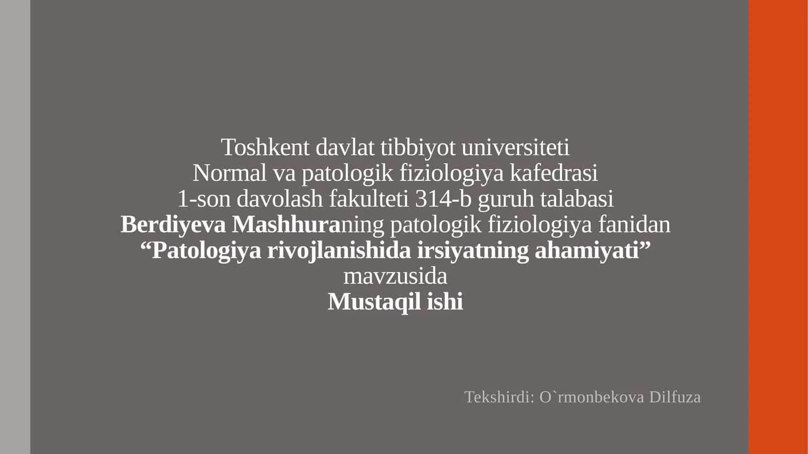 Patologiya rivojlanishi dar siyatning ahamiyati