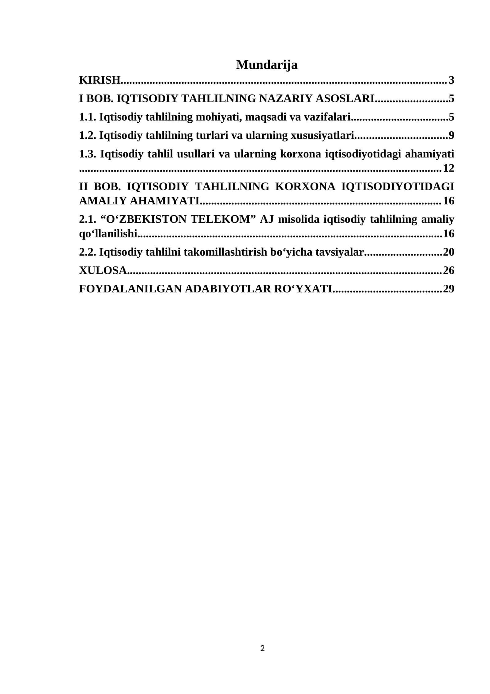 IQTISODIY TAHLILNING NAZARIY ASOSLARI