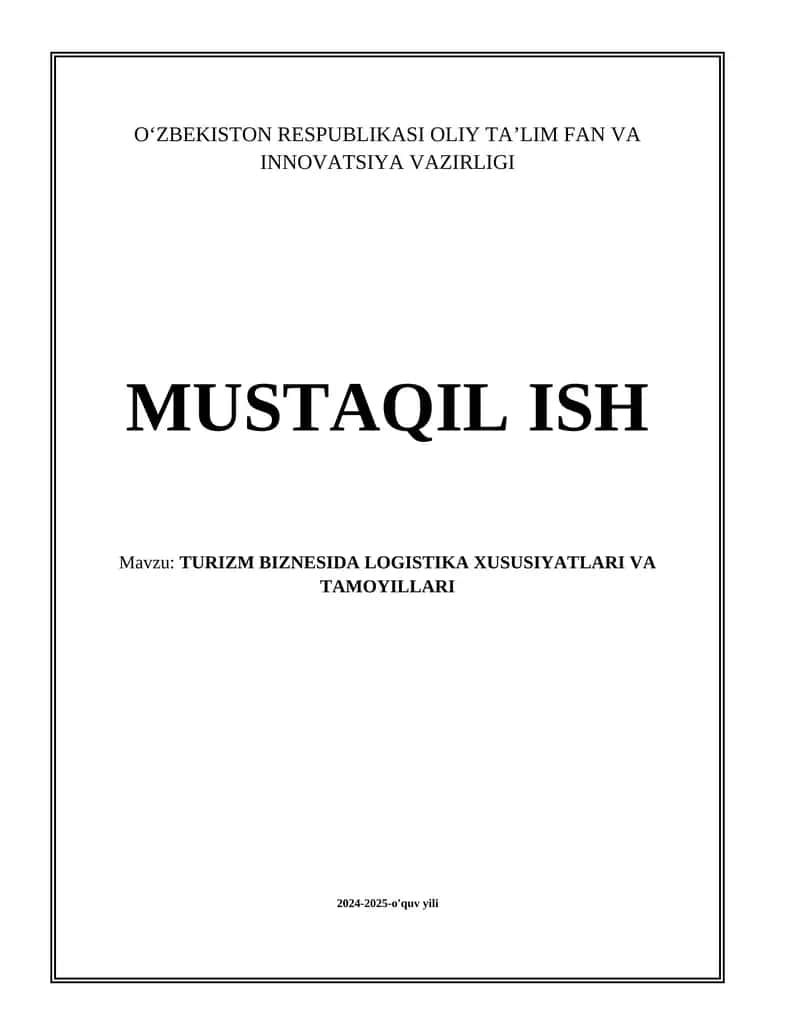 referat mustaqil ish TURIZM