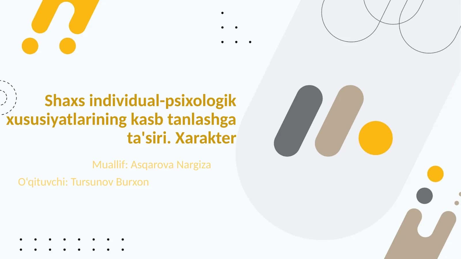 Shaxs individual-psixologik xususiyatlarining kasb tanlashga ta'siri