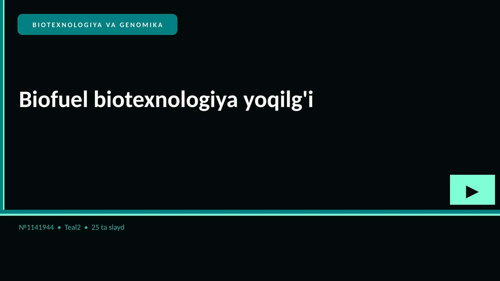 BIOTEXNOLOGIYA VA GENOMIKA