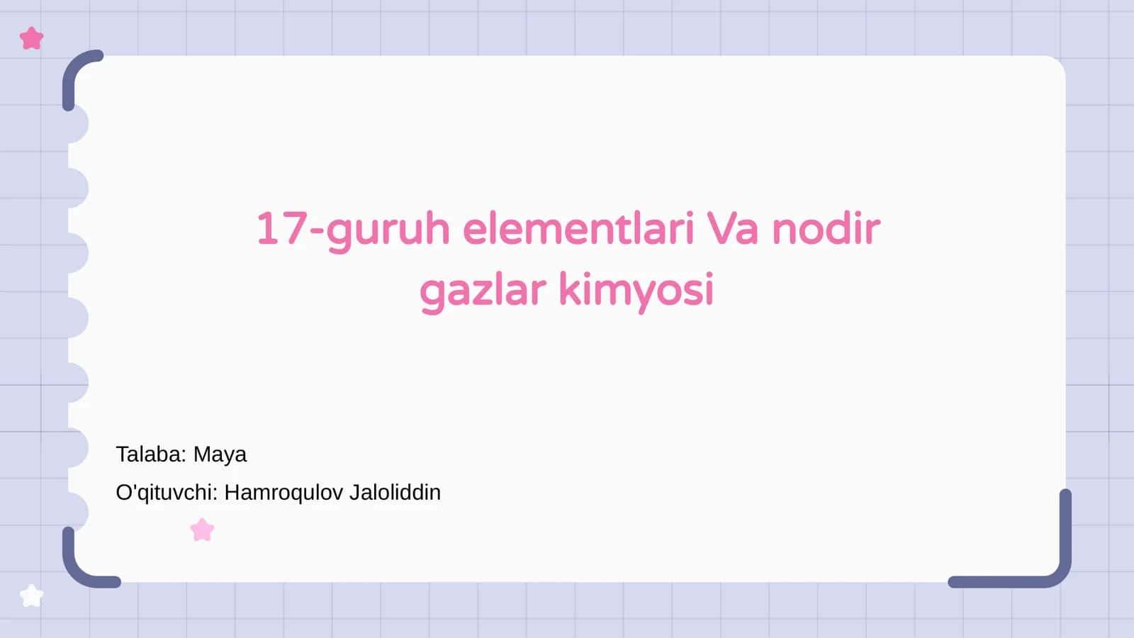 17-guruh elementlari Va nodir gazlar kimyosi
