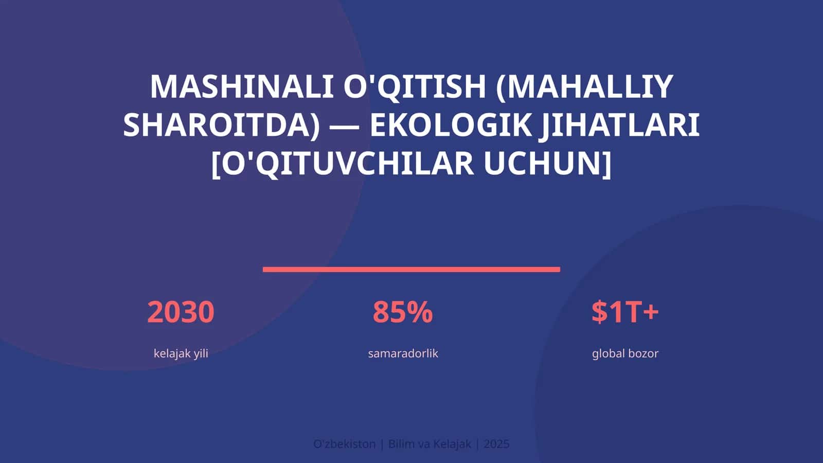 Mashinali o'qitish (mahalliy sharoitda) — ekologik jihatlari [o'qituvchilar uchun]
