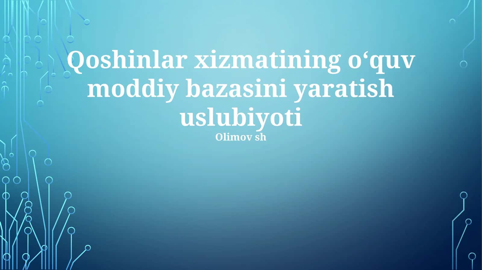 Qoshinlar xizmatining oʻquv moddiy bazasini yaratish uslubiyoti