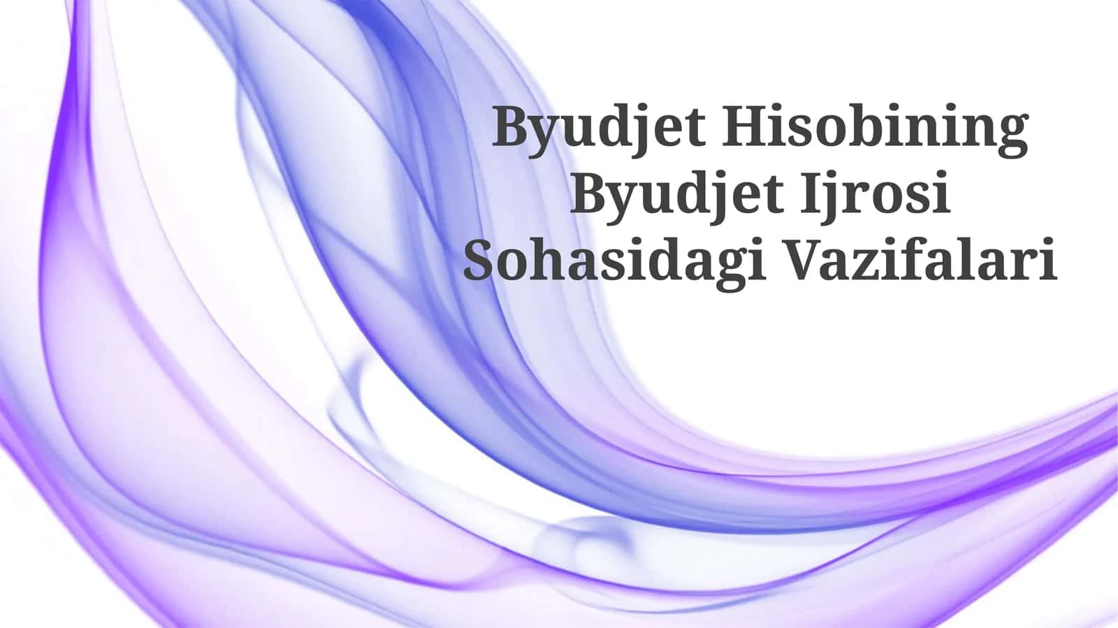 Byudjet Hisobining Byudjet Ijrosi Sohasidagi Vazifalari