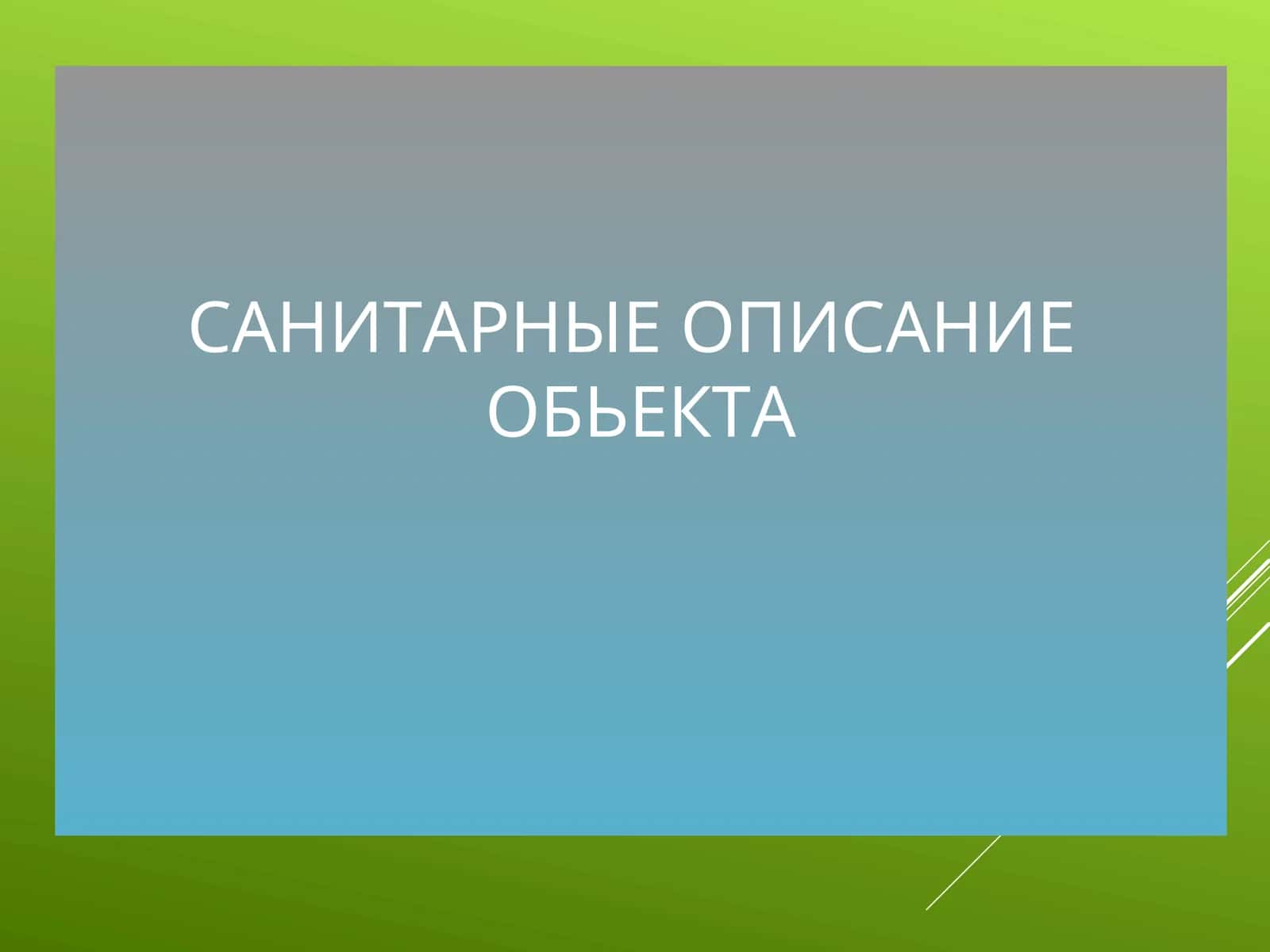 САНИТАРНЫЕ ОПИСАНИЕ ОБЬЕКТА