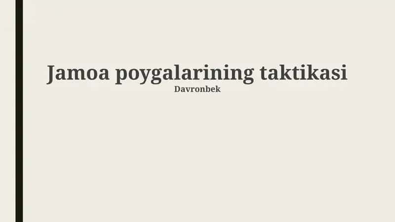 Jamoa poygalarining taktikasi