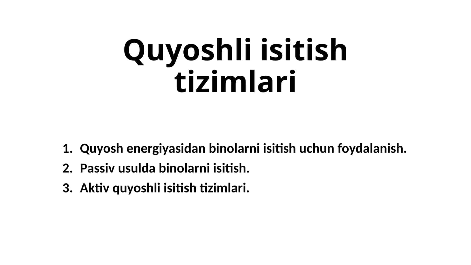 Quyoshli isitish tizimlari