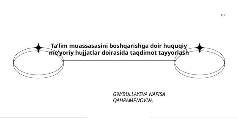 Ta’lim muassasasini boshqarishga doir huquqiy me’yoriy hujjatlar doirasida taqdimot tayyorlash