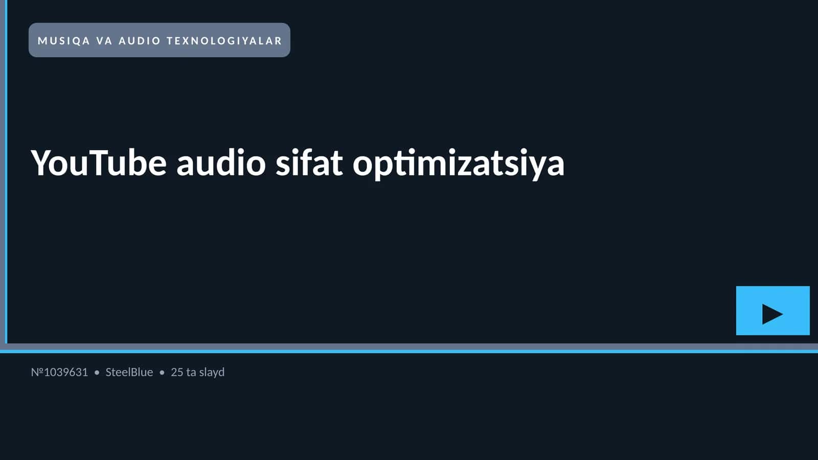 YouTube audio sifat optimizatsiya