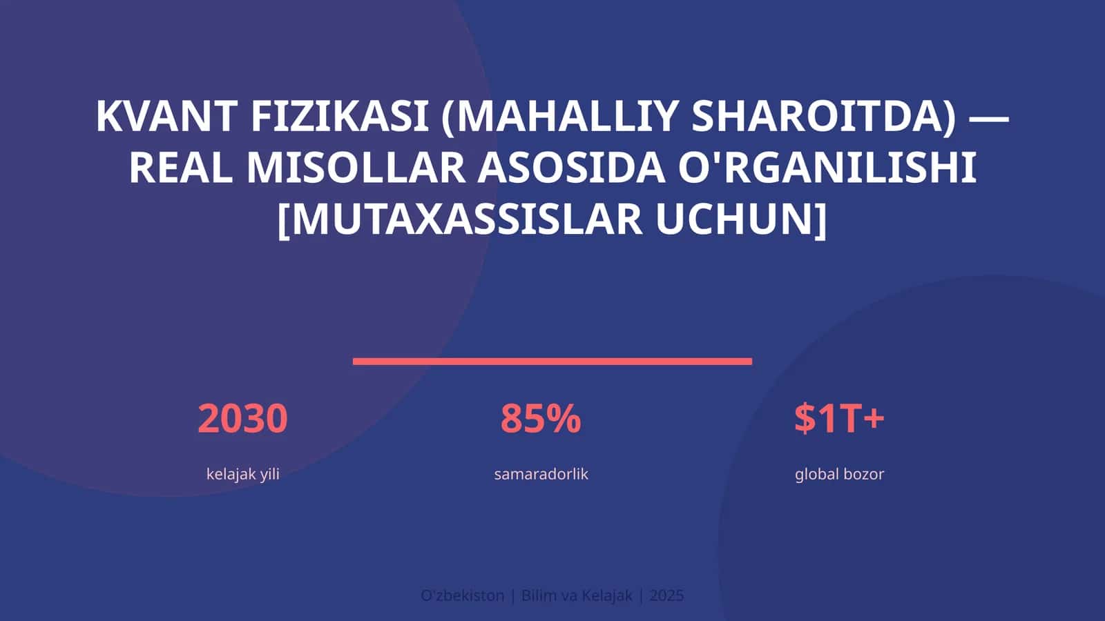 Kvant fizikasi (mahalliy sharoitda) — real misollar asosida o'rganilishi [mutaxassislar uchun]