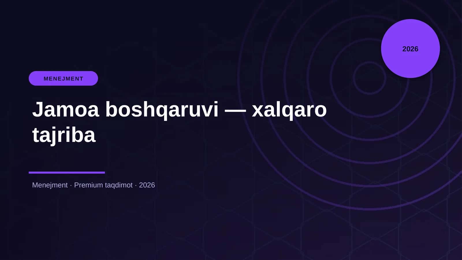 Jamoa boshqaruvi - xalqaro tajriba