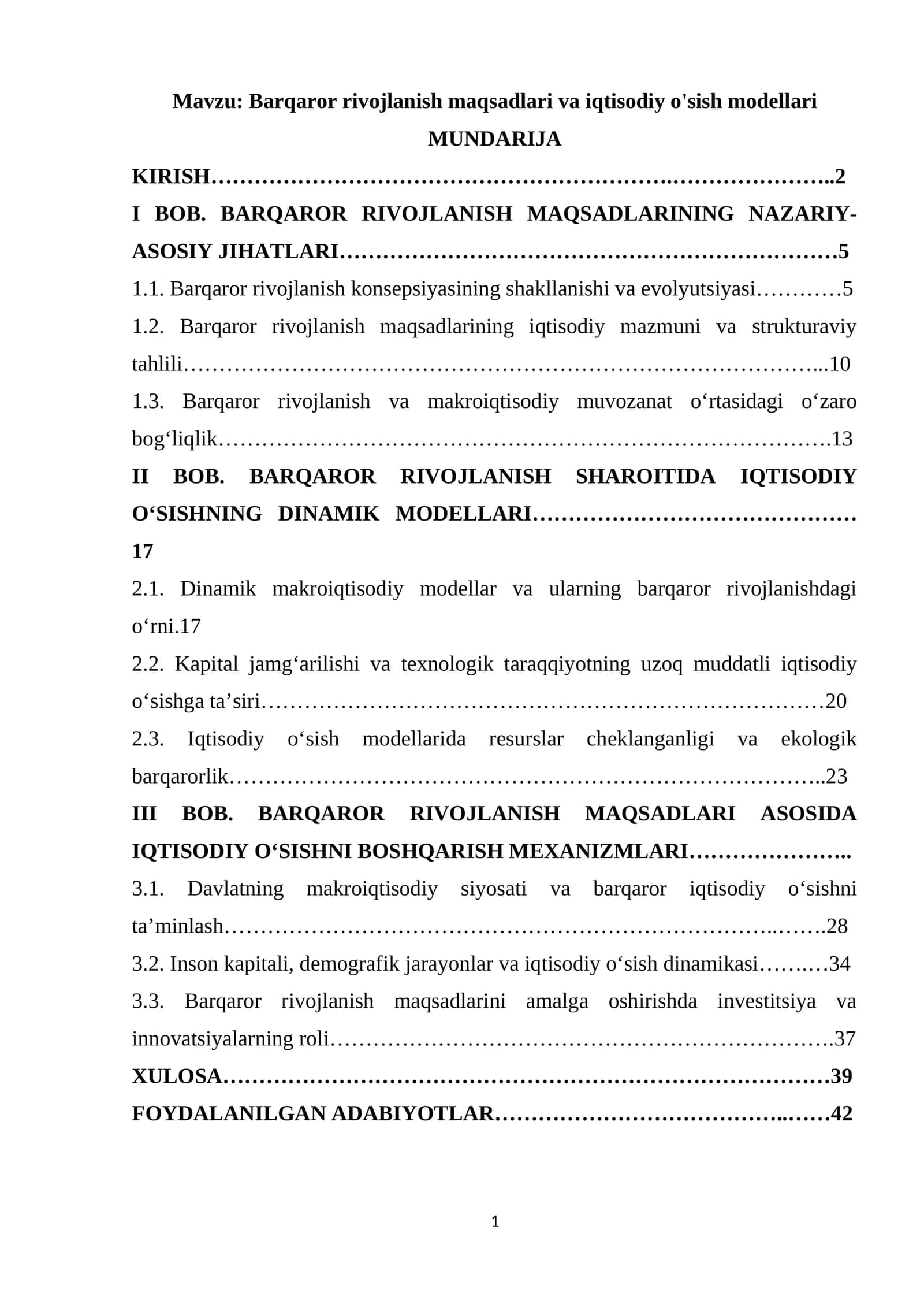 Barqaror rivojlanish maqsadlari va iqtisodiy o'sish modellari