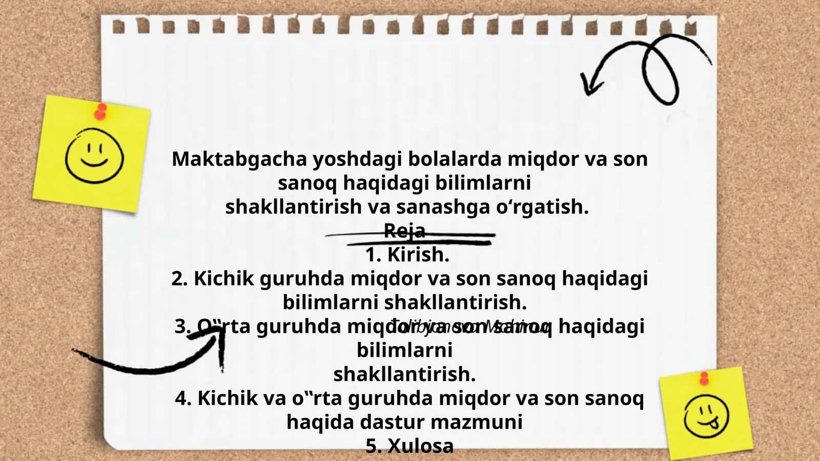 Maktabgacha yoshdagi bolalarda miqdor va son sanoq haqidagi bilimlarni shakllantirish va sanashga oʻrgatish