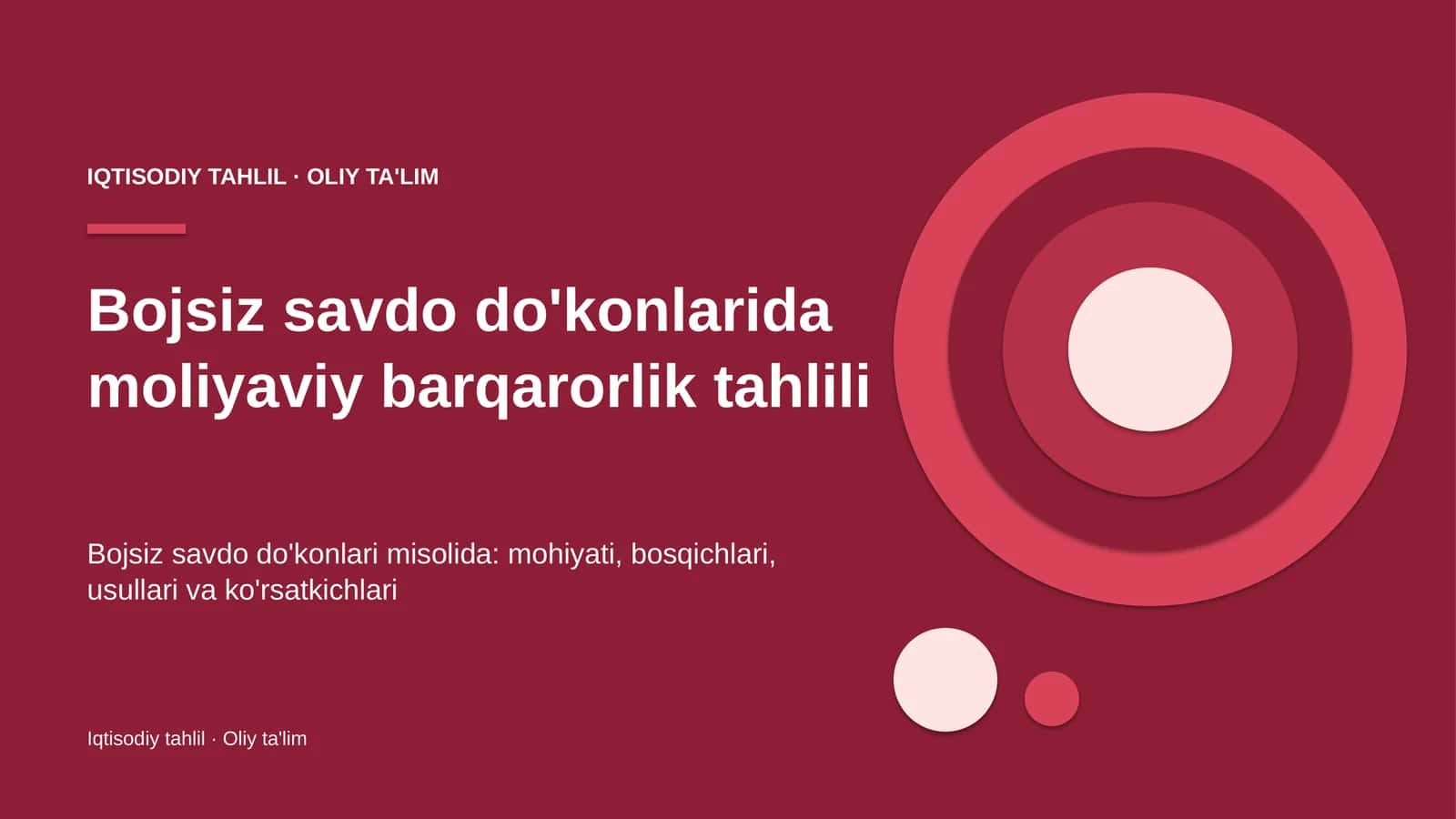 Bojsiz savdo do'konlarida moliyaviy barqarorlik tahlili