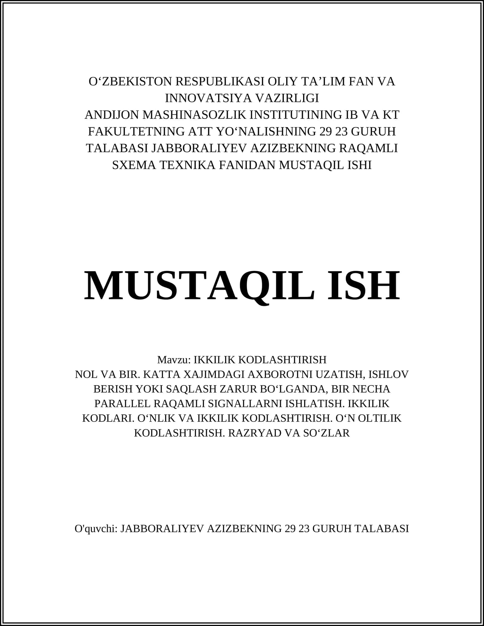 IKKILIK KODLASHTIRISH