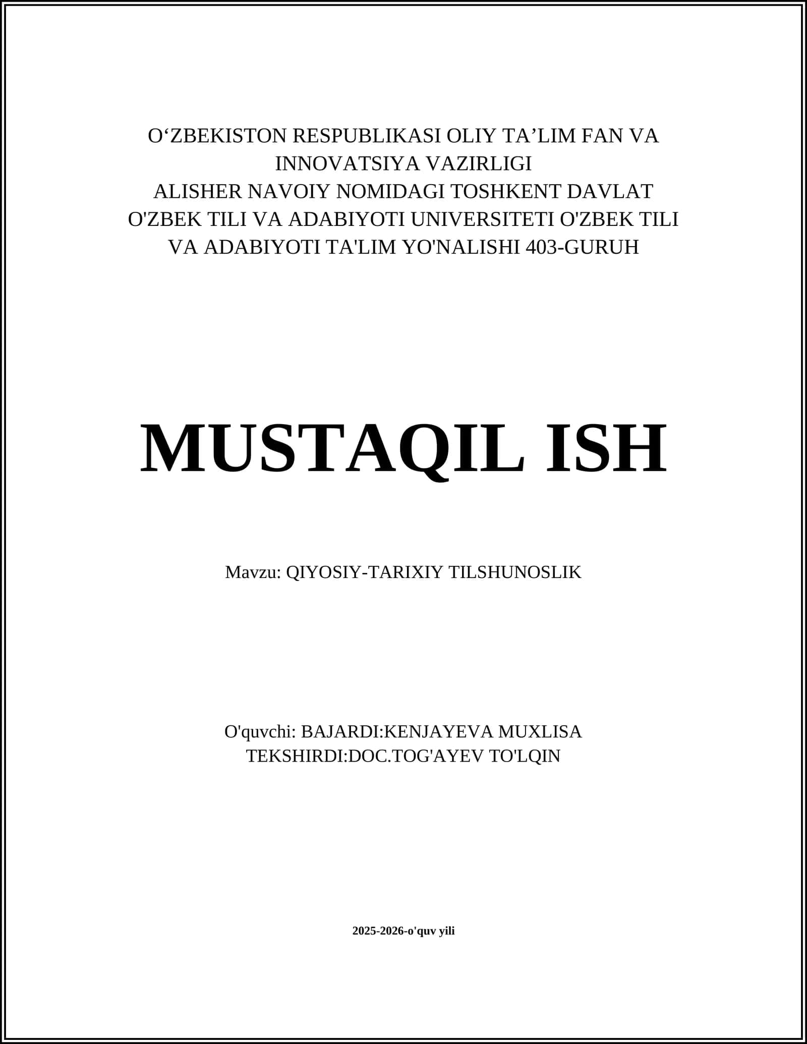 Proto-turk tilining rekonstruksiyasi va metodikasi