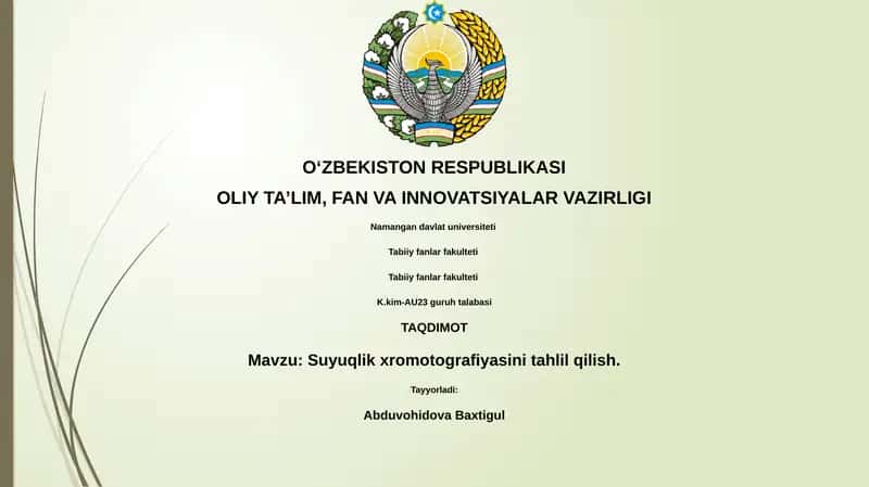 Suyuqlik xromotografiyasini tahlil qilish