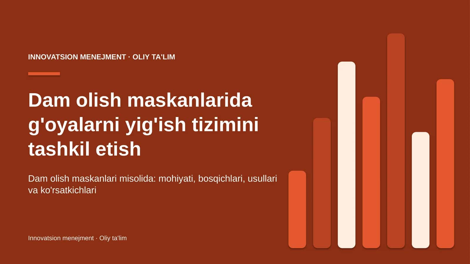 Dam olish maskanlarida g'oyalarni yig'ish tizimini tashkil etish