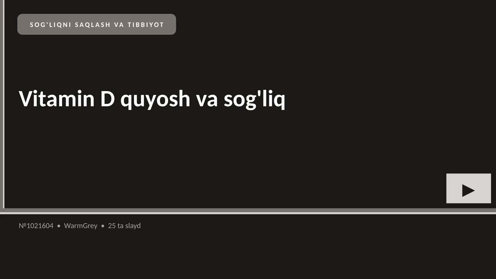 Vitamin D quyosh va sog'liq